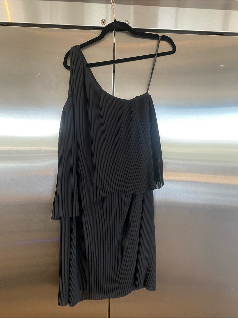 Michael Kors One-Shoulder Black Pleated Cocktail Dress